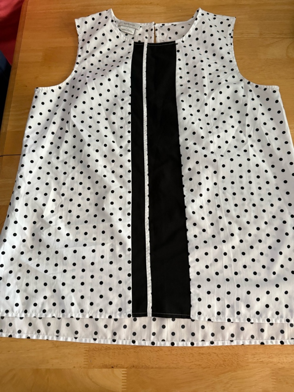 Van Heusen White Polka Dot Tank Top with Black Center Panel